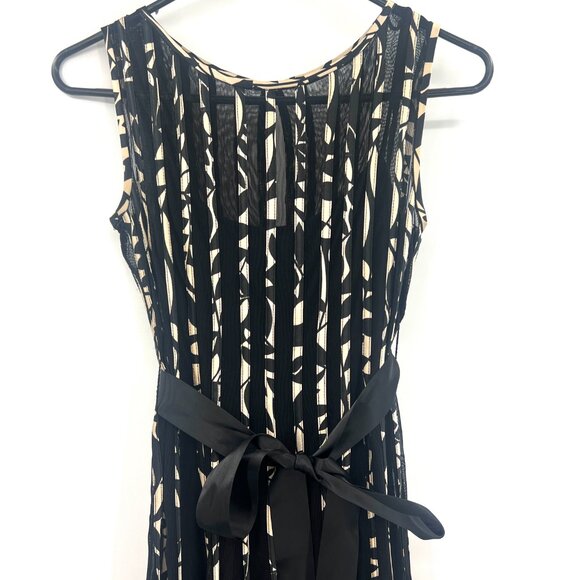 XScape by Joanna Chen Black Mesh Overlay Belted Dress Women's 4P - Picture 3 of 6